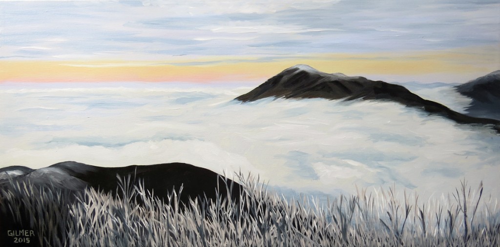 Three Ridges in Cloud 36x18 Oil on Canvas
