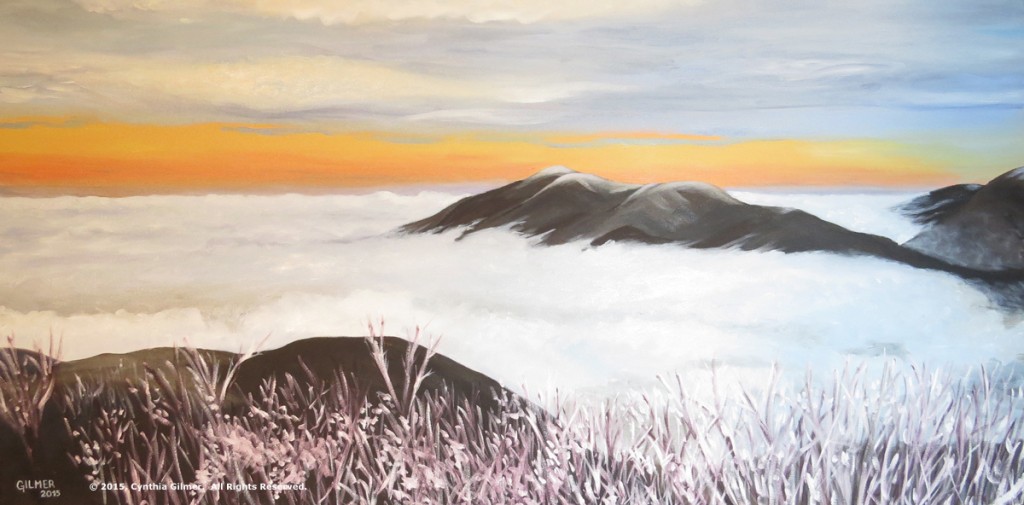 Three Ridges in Cloud 48x24 Oil on Canvas